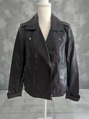 OLD NAVY Vegan Leather Black Jacket Size Medium